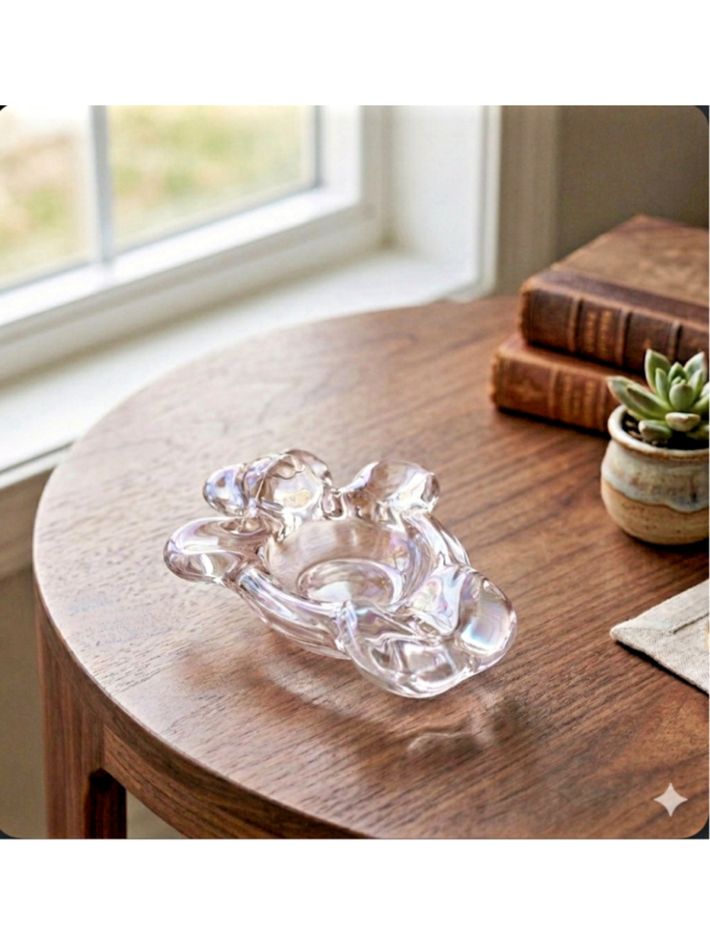 Vintage 60s ART VANNES Le Chatel Crystal Bear Pipe Rest/Ring Dish France